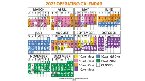 Park Calendar & Hours of Operation .